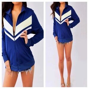 ZELOS Blue and White Women's Jacket